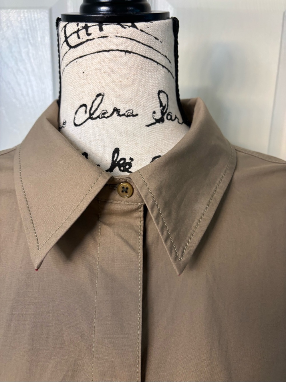 NWT Pilcro Anthropologie Taupe Corset Seam Midi Shirt Dress Large - Picture 4 of 10